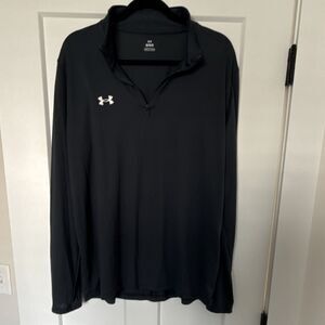 Under Armour Men's L Black 1/4 Zip Mock Neck Pullover 100% Recycled Polyester